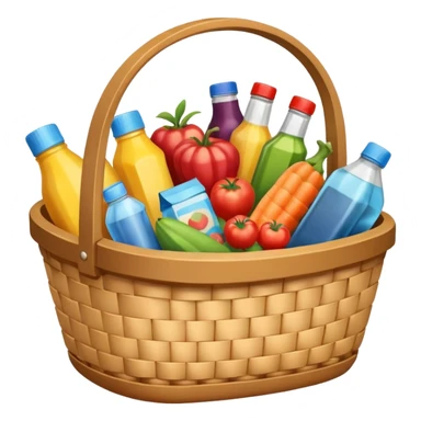 basket with supermarket products sticker