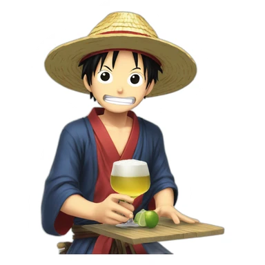 Luffy with sake sticker