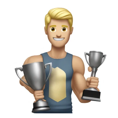 muscle blond man holding a trophie sticker