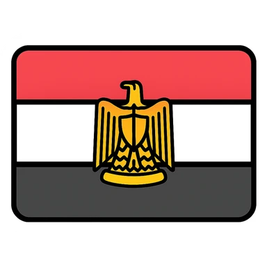 the flag of Egypt, horizontal tricolor of red, white, and black with the golden Eagle of Saladin in the center, simple and bold, no text, icon style sticker