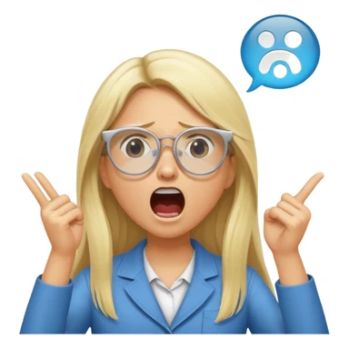 blonde girl with long hair, white glasses, shouting bad words sticker