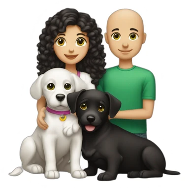 girl-with-brown-eyes-and-black-hair-and-a-boy-with-bald-hair-and-green-eyes-and-hugs-1-curly-dog-black-and-white sticker