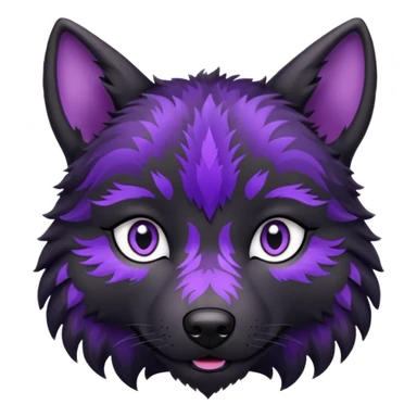 puppy eyes black wolf with purple pattern sticker