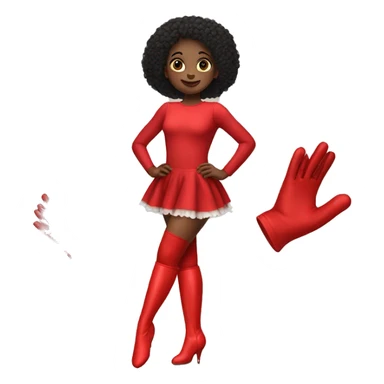 a girl with red thighleg leotard, red elbow gloves and red thigh high boots sticker