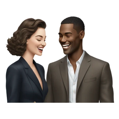 Hyper Realistic beautiful dior model laughing with a handsome male model  sticker