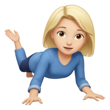 girl crawling forward, reaching out, friendly expression sticker