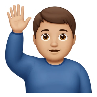 make a short brown hair guy who is chubby we can only see his head and he is waving sticker