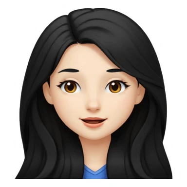 black long hair girl, winking sticker