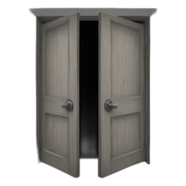One gray wood open door perspective sticker
