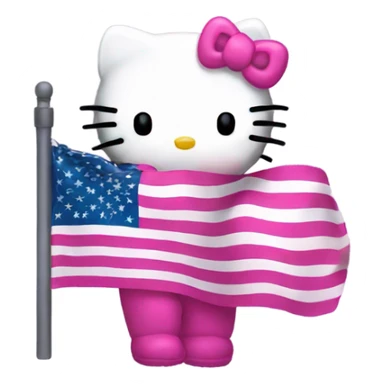 Hello Kitty pink holding usa flag sticker