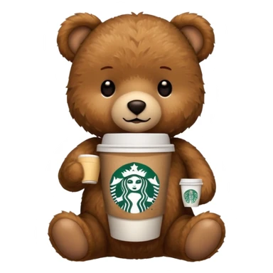 teddy bear with one cup of starbucks coffee sticker