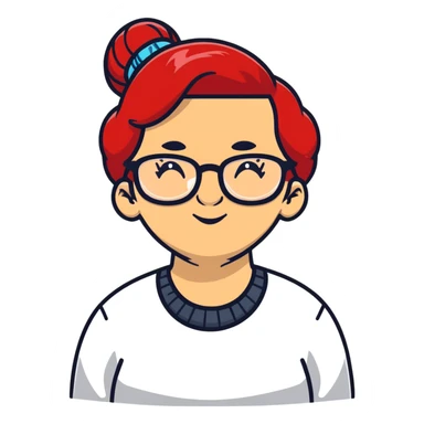 Old lady with ted hair in a bun with glasses  sticker