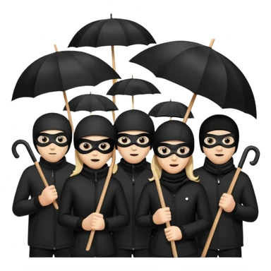 Ski mask people wearing black with umbrella and signs sticker