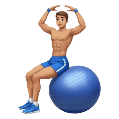 fit man with blue shorts stability ball exercises sticker