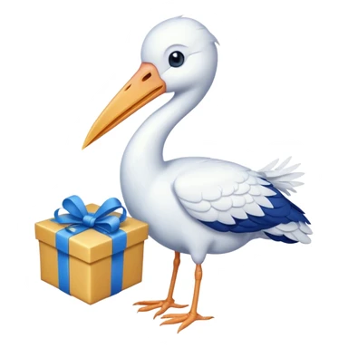 cigogne avec cadeau sticker