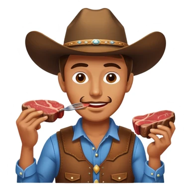 Cowboy eating steak  sticker
