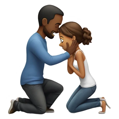 Man proposing on his knees to his girlfriend  sticker