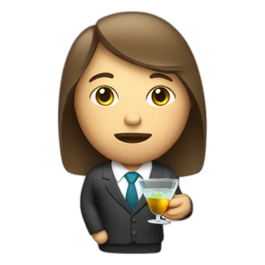 A tired corporate employee holding a martini sticker