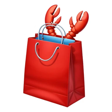 Gift bag with a lobster claw sticking out sticker