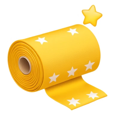 yellow roll of fabric with star pattern, smart fabric, high-tech textile sticker