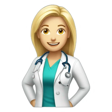 A blonde female doctor face, happy, oblique view sticker