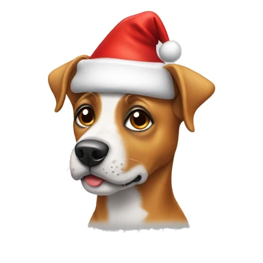Dog wearing a Santa hat sticker