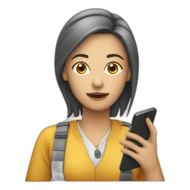 Femme qui utilise son téléphone en cours sticker