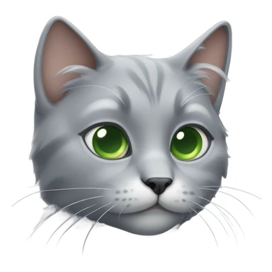 fluffy grey cat with green eyes one cropped ear sticker