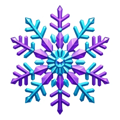 cyan and purple snowflake glitter sticker