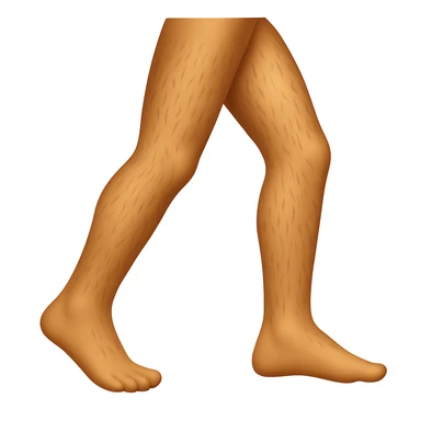 Create an image showing only legs with hair, without showing the rest of the body, in the style of emoji (apple style emojis). Focus on capturing the emoji style look and feel while isolating just the hairy legs. sticker