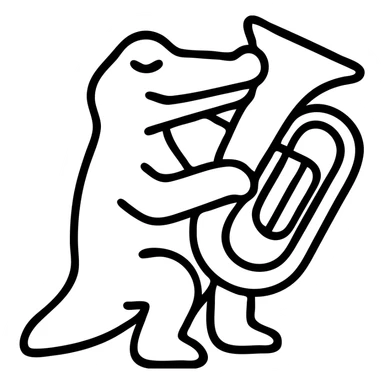 Crocodile playing a bombardino brass instrument sticker