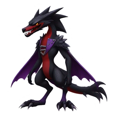Black and purple and red edgy punk nargacuga-sergal full body sticker