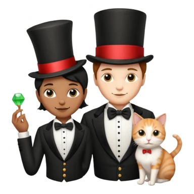 magician couple and their pet cat sticker