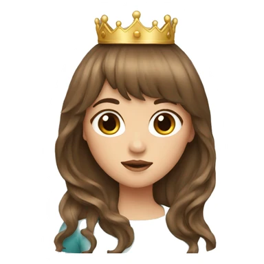  4 girls with long brown hair and bangs with a crown sticker