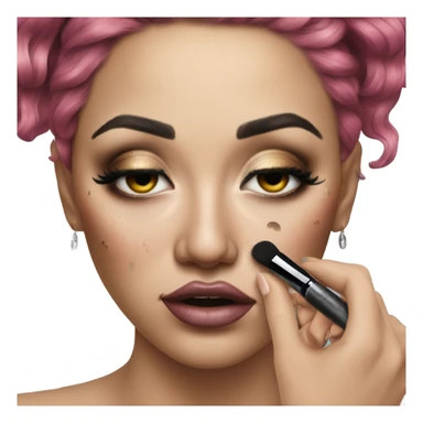 Hyper Realistic Beautiful tattooed woman applying her makeup while crying  sticker