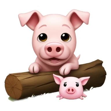 dog and pig sat on a log sticker