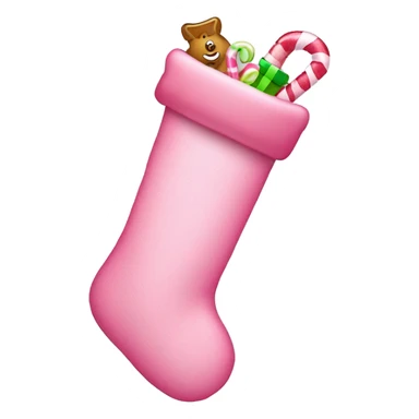 Pink stocking with cute candy canes and small toys peeking out sticker