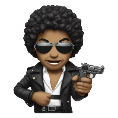Michel Jackson with toy gun sticker