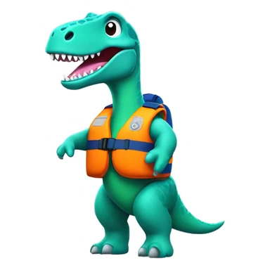 A dinosaur wearing a life vest  sticker