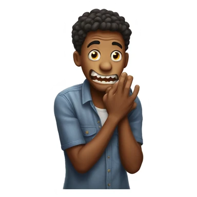 scared emoji comically biting his hands  sticker