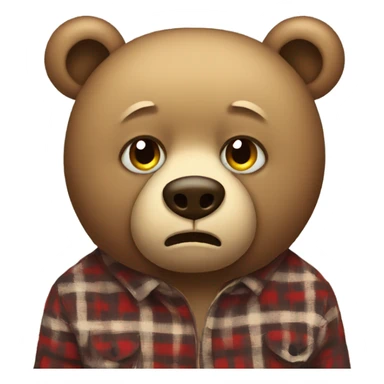 Sad bear in a plaid  sticker