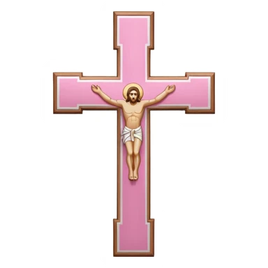 Pink and white simple holy cross sticker