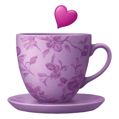 a beautiful aesthetic cup in pastel purple with a floral pattern in dark pink and next to it a love letter in purple  sticker