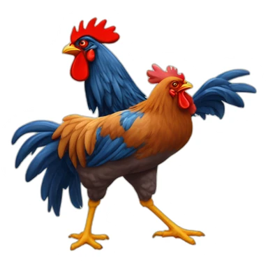 gallo con cola de caballo y un montón de gallinas sticker