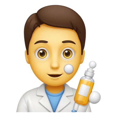 Can you create an emoji where it’s a basic yellow face emoji with wide crazy eyes and a small smile as well as blushed cheeks, and have it holding a pill near its mouth while a prescription bottle is next to it sticker
