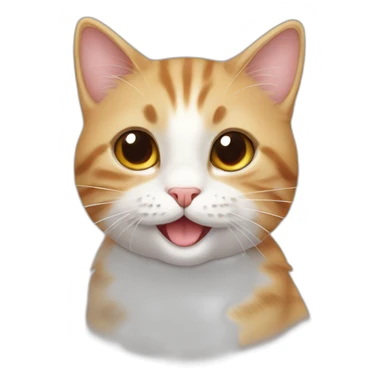 cute cat, digital art, smiling, high quality sticker