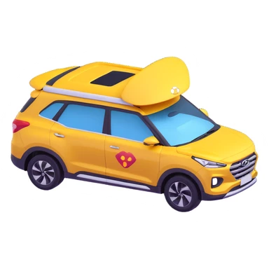 Hyundai INSTER car with partially open sunroof, light beaming inside, contemporary style, 3D emoji style sticker
