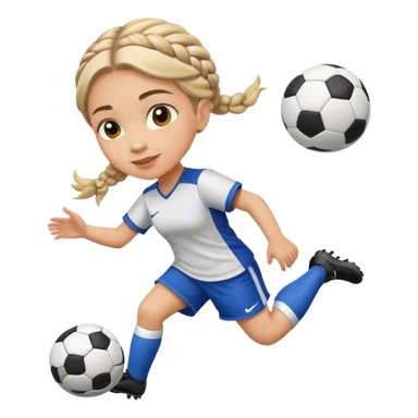 Girl with braid playing soccer sticker