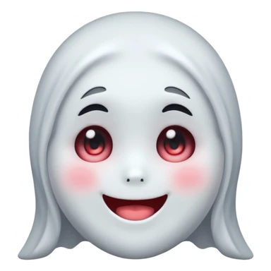 little cute ghost is smiling with blushed face, only face cute anime eyes sticker