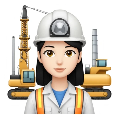 Ingeniera industrial casco blanco y cabello negro sticker